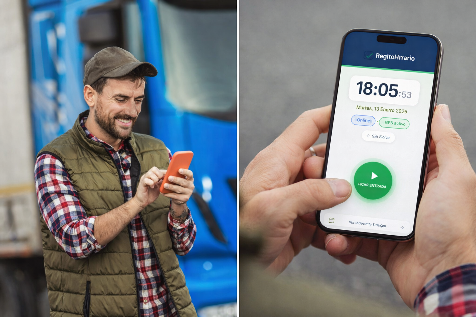 Registro horario en transporte - conductor fichando